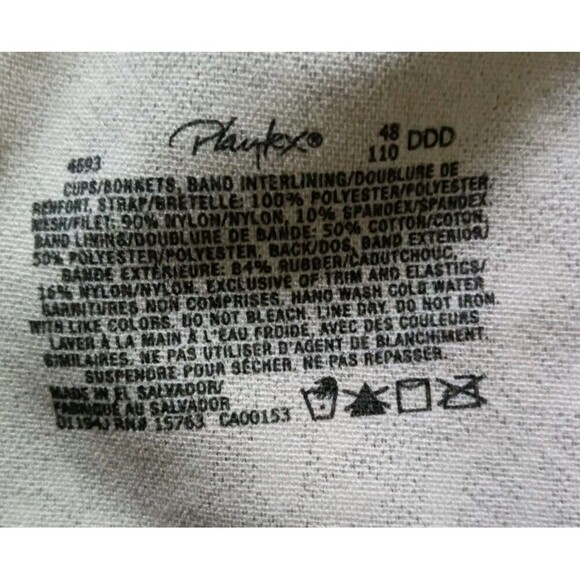 Playtex 18 Hour Bra Size 48DDD Beige Wireless Bullet Comfort Padded Straps 4693 - Picture 6 of 6